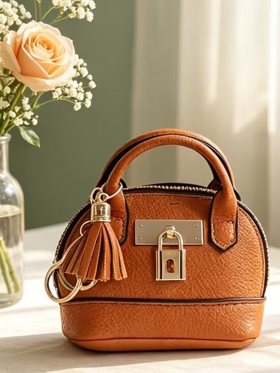 None Handbags - Mini Faux Leather Coin Purse Coin Keychain w/tassle Zipper Pouch